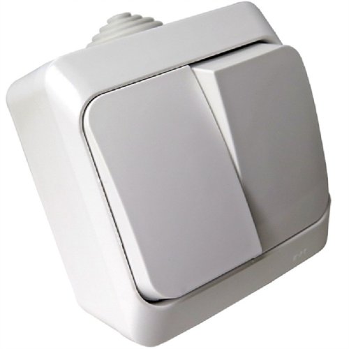 Выключатель накладной ASD Aqua 2-кл. IP44 белый картинка